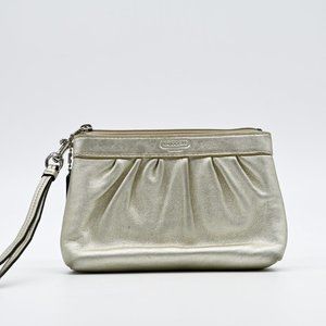 COACH Silver Metallic Wristlet Wallet Pewter EUC